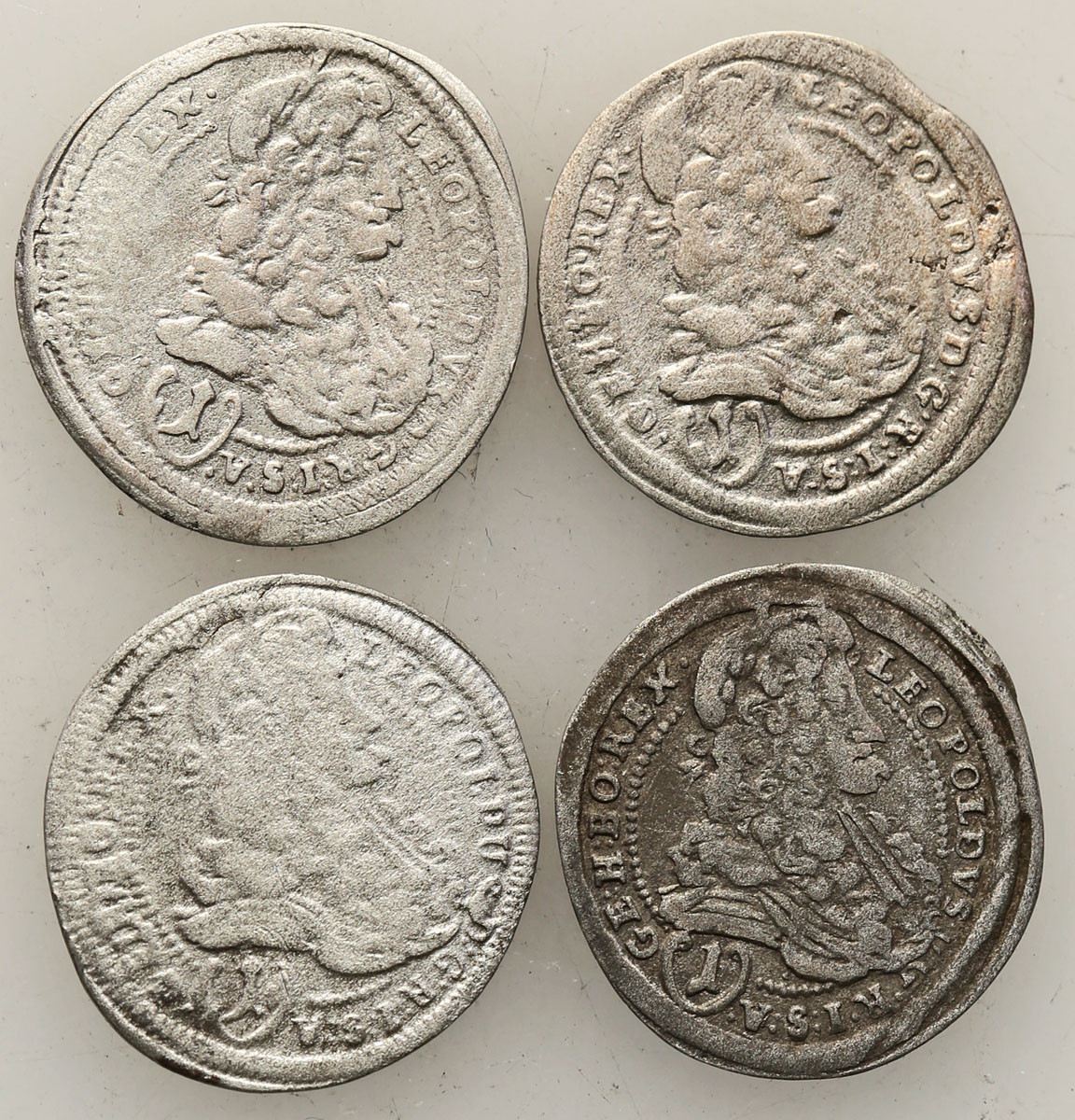 Śląsk, Leopold I (1658-1705), 1 krajcar 1697-1700, zestaw 4 monet